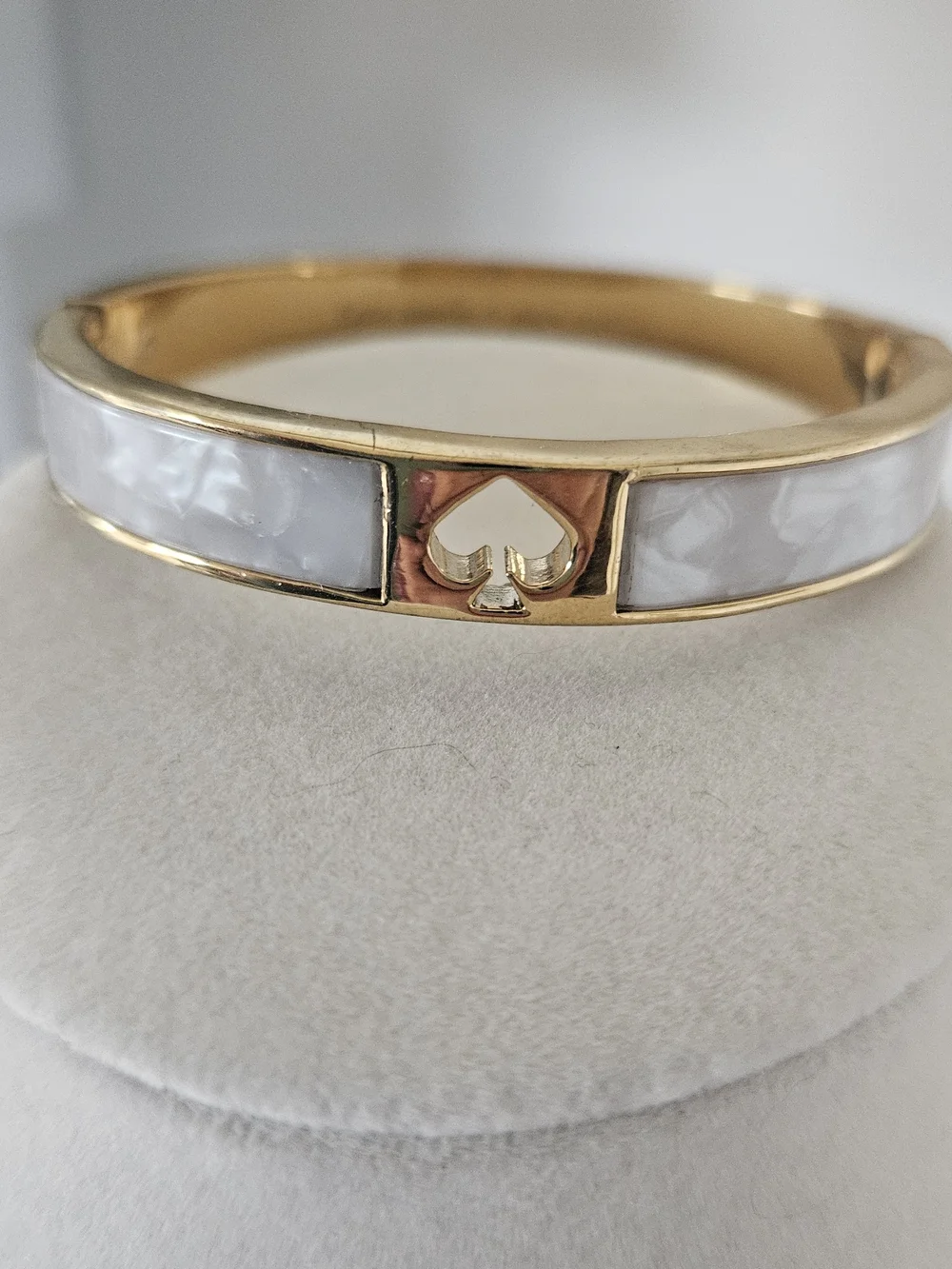 kate spade Gold and White Enamel Spade Accent Bangle Bracelet
